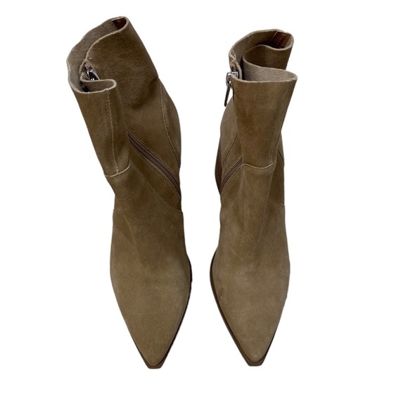 Steve Madden Janetta Suede Boots Tan Size 10 Block Heel Western Pointed Toe - Picture 4 of 10